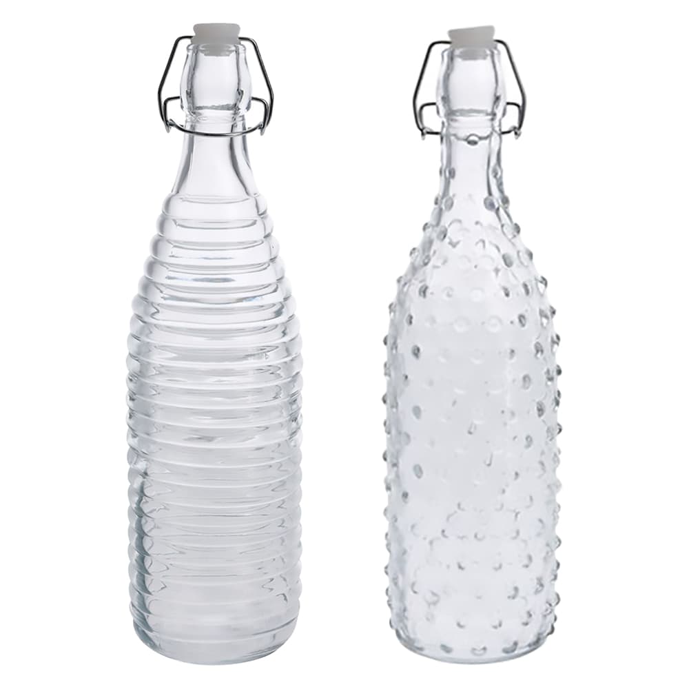 BOTTIGLIA IN VETRO 'DOPPIO DECORO' 1000 ml fondo bianco (12 PZ)
