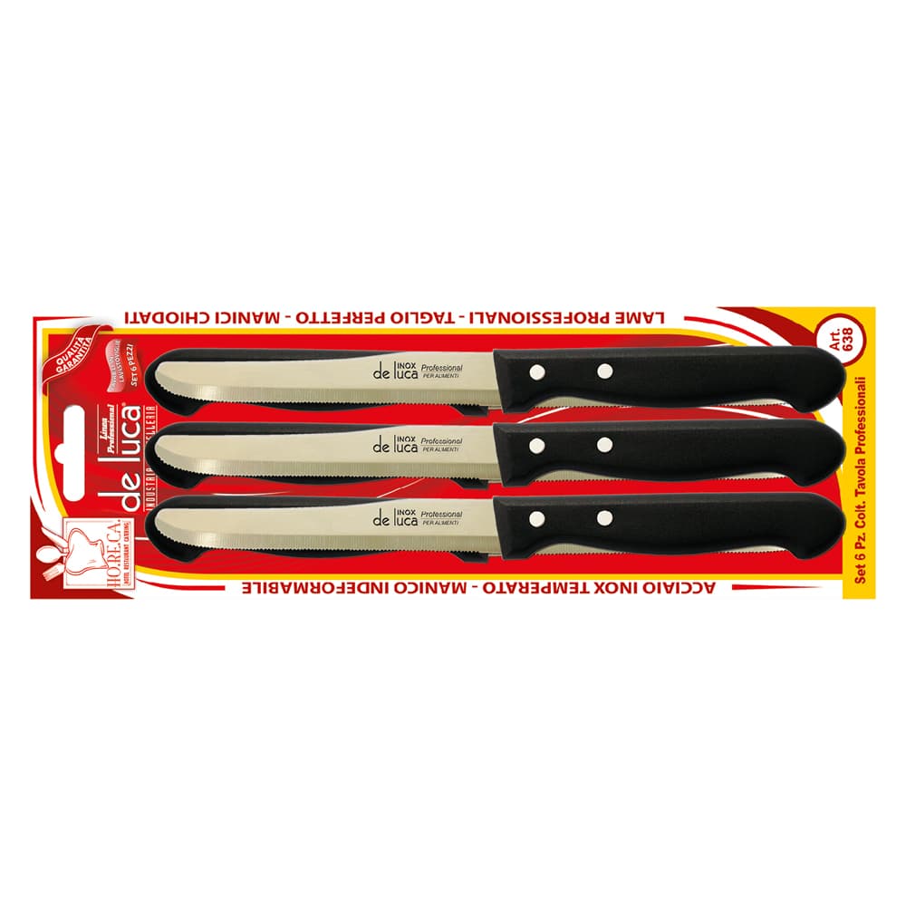COLTELLI DA TAVOLA SEGHETTATI lama mm 110 - manico nero