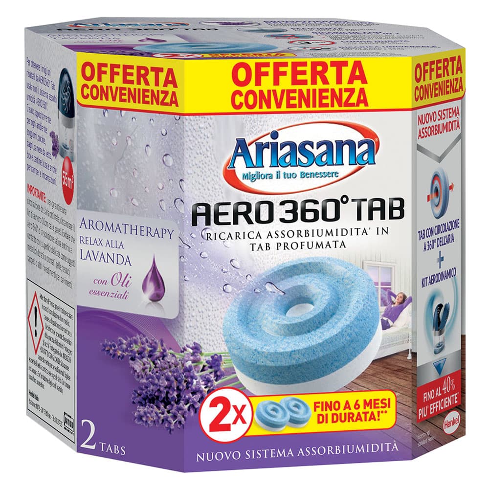 RICARICA ASSORBIUMIDITA' 'ARIASANA AERO 360° BIPAC bipack (2 x gr.450) inodore (12 CF)