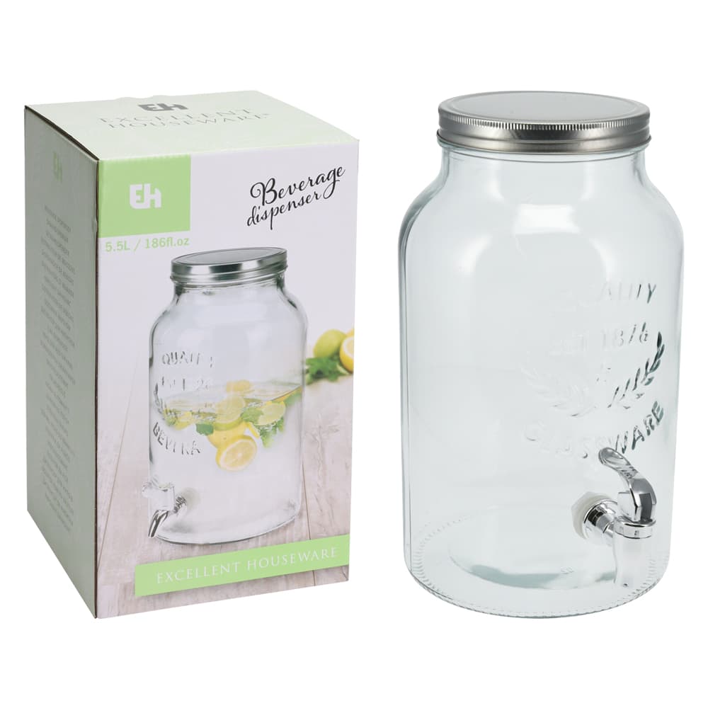 CARAFFA DISPENSER CON TAPPO ERMETICO Ø cm 18 x 30 - litri 5,5
