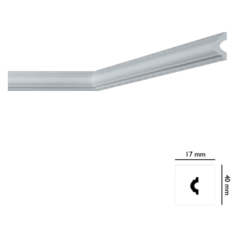CORNICE DECORATIVA PER SOFFITTO mod. I745 - mm. 17 x  40 x 2 mt (110 PZ)