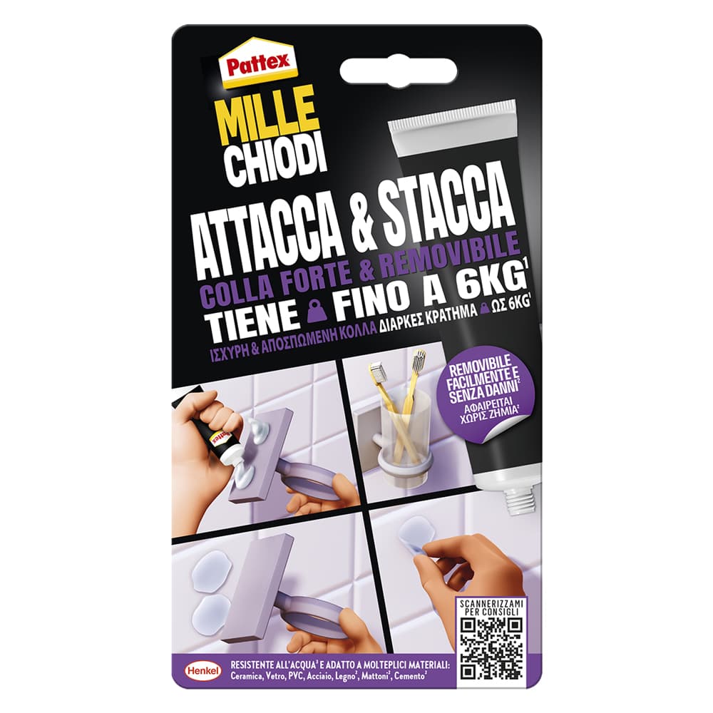 ADESIVO MILLECHIODI 'ATTACCA & STACCA' gr. 44 - trasparente (12 PZ)