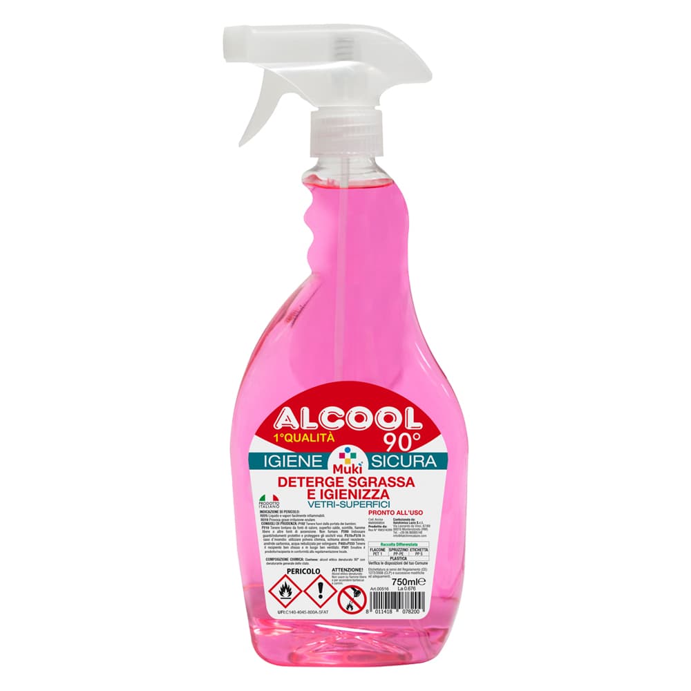 ALCOOL ETILICO DENATURATO '1 QUALITA' 90 °' Lt. 0,75 - 90 % vol. - spray (12 PZ)