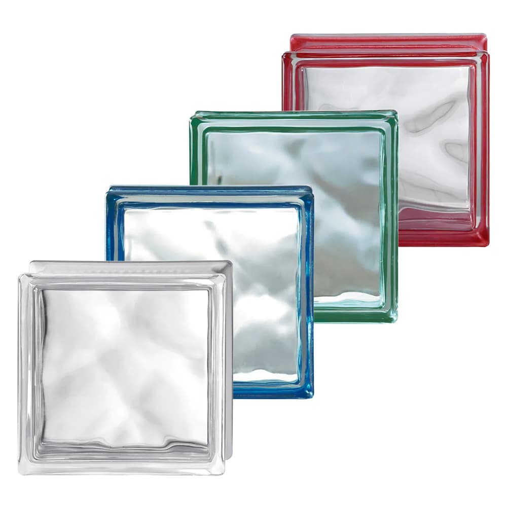 MATTONE IN VETROCAMERA ONDULATO cm 19 x 19 x 8 - blu (6 PZ)