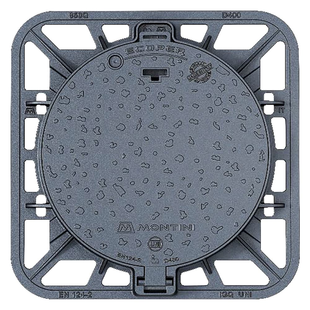 CHIUSINO IN GHISA CLASSE D400 ECOPER Q - 85 x 85 - botola 65 cm / Kg 60,5
