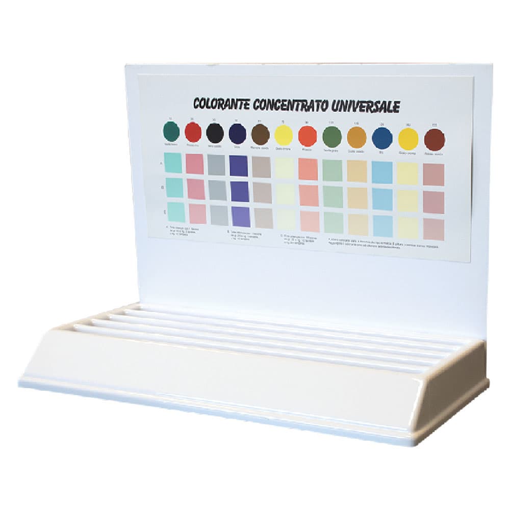 ESPOSITORE DA BANCO COLORANTI 'COLOREA' cm 43 x 23 x h 33 - cartone/plastica 2 scomparti