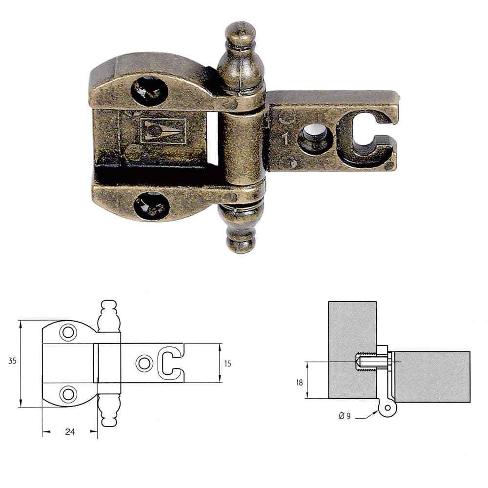 CERNIERA PER MOBILI 'A0055' oro (2 PZ)