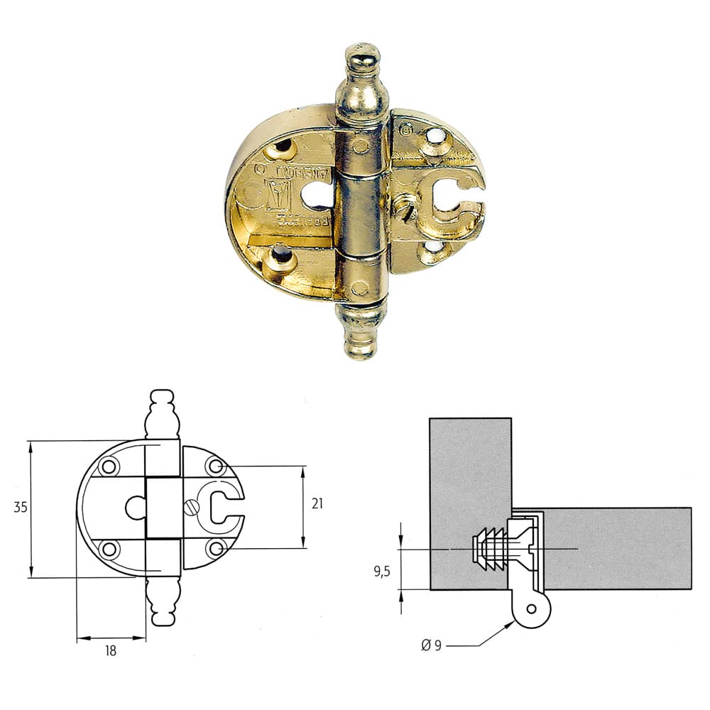 CERNIERA PER MOBILI 'A0056' bronzata (2 PZ)
