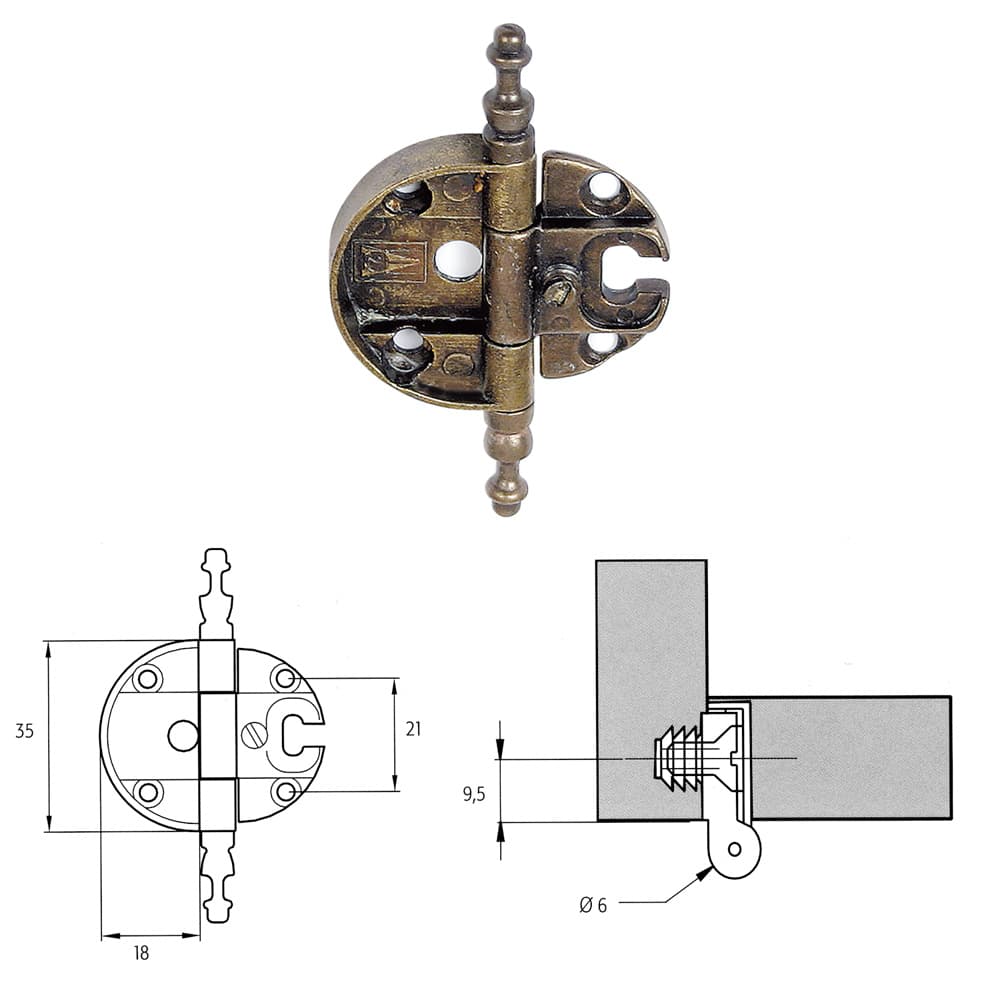 CERNIERA PER MOBILI 'A0057' bronzata (2 PZ)