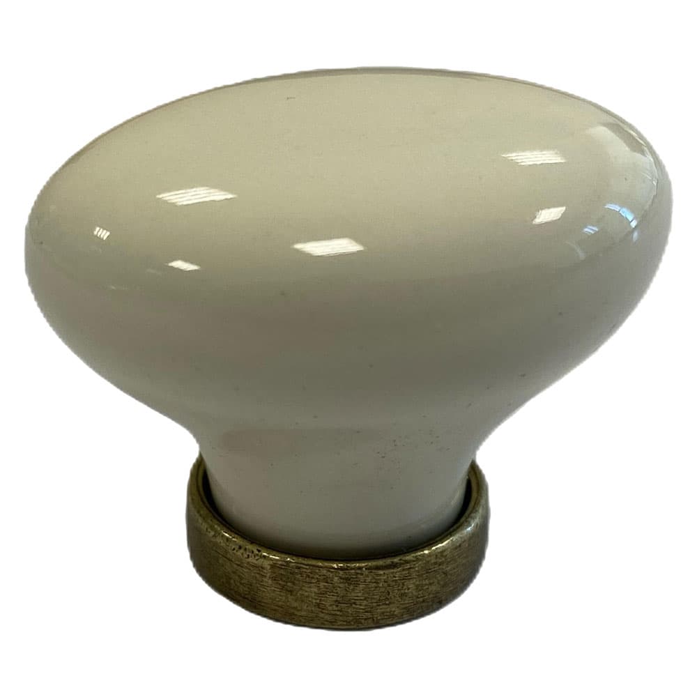 POMOLO PER MOBILI 'OVALE' base oro luc. / fondo bianco senza decoro (10 PZ)