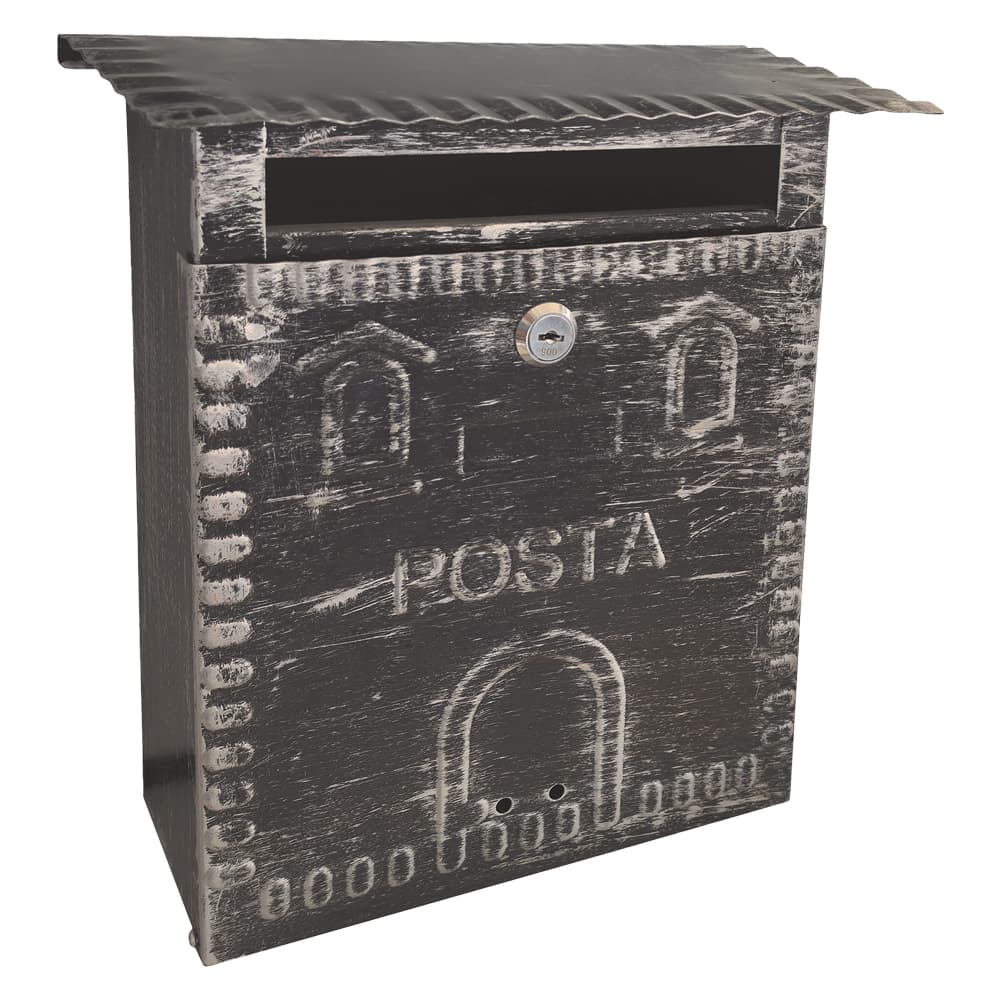 CASSETTA POSTALE 'FRESIA' cm 26x10 x h 29 - argento\nero antico