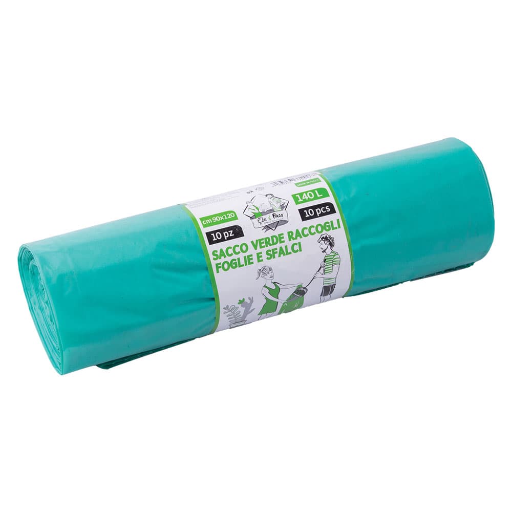 SACCHETTI PER FOGLIE E SFALCI cm. 90x120 - cf.10 pezzi - verdi