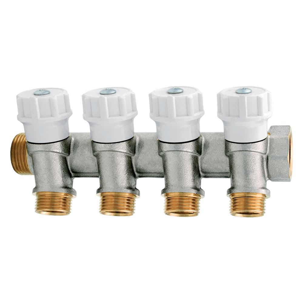 COLLETTORE CON RUBINETTO D'ARRESTO 4 vie (4 PZ)