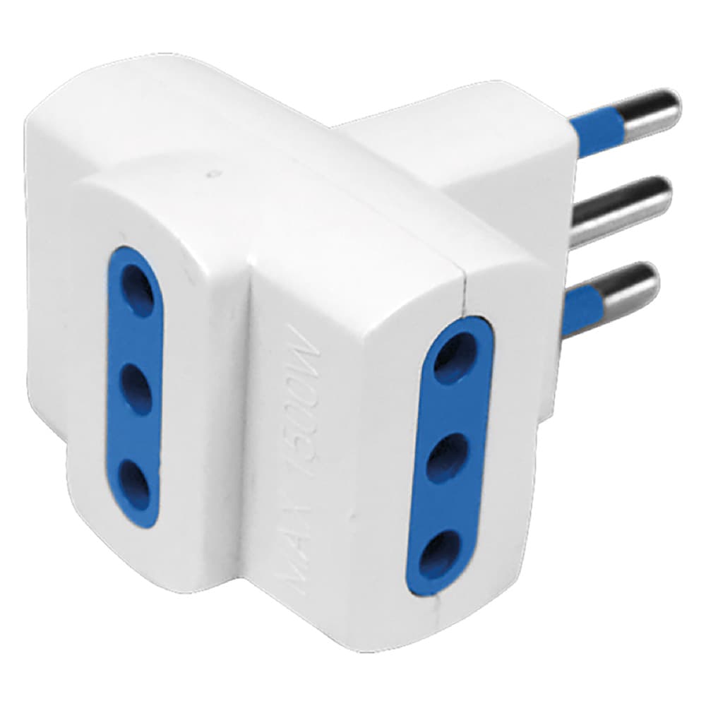 ADATTATORE TRIPLO pr.3 x 2P+T10A - sp.2P+T10A (scatola appendibile)