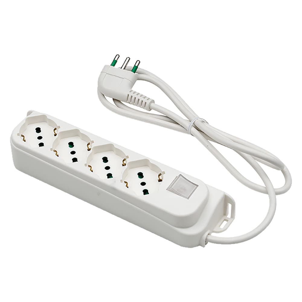 MULTIPRESA CON INTERRUTTORE 4 uscite / spina 2P+T 16A - nera