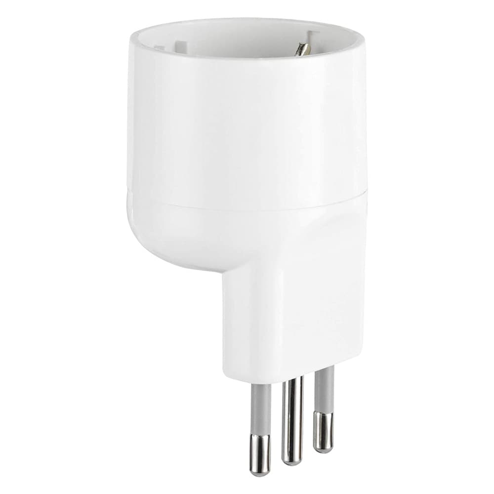 ADATTATORE SINGOLO SPINA ASIMMETRICA 'SALVASPAZIO' spina 2P + T 10A bianco - art.71020 (25 PZ)