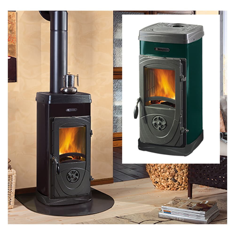 STUFA PANORAMICA A LEGNA 'SUPER JUNIOR' 5 kW - colore verde