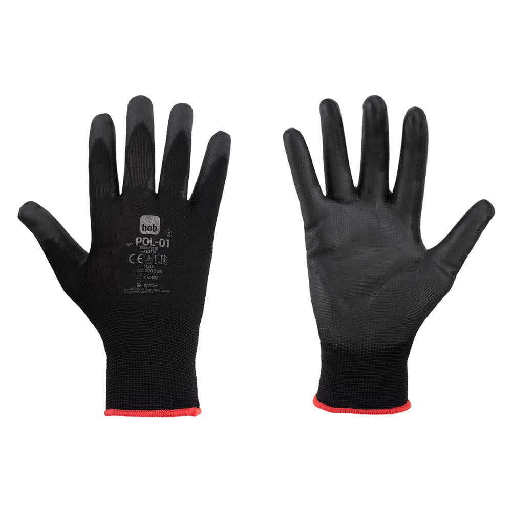 GUANTI POLIESTERE/POLIURETANO 'SPECIAL HOB POL-01' Tg. 7 - colore nero (12 CP)