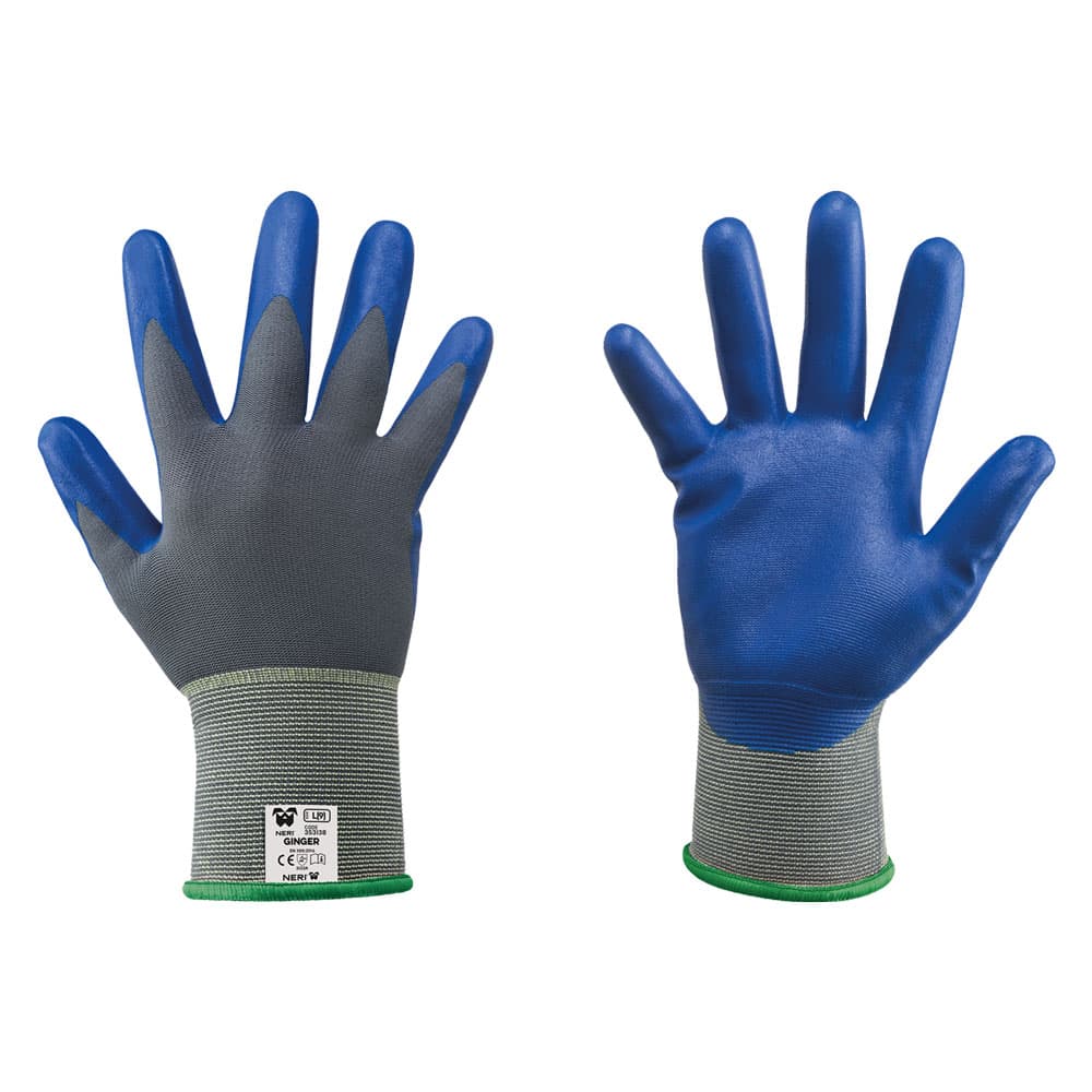 GUANTI NITRILE/NYLON 'GINGER' Tg. 8 - colore blu/grigio (12 CP)