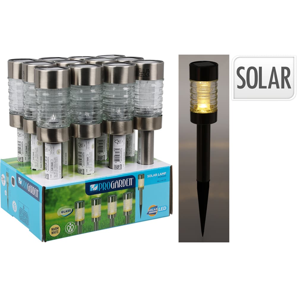 LAMPADA A ENERGIA SOLARE 'INOX' cm 10 x h.26 (12 PZ)