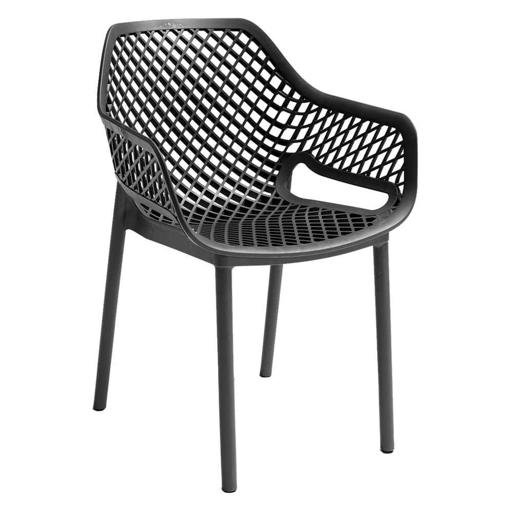 SEDIA IN POLIPROPILENE SEDUTA E SCHIENALE FORATI 'ARIA ARMCHAIR' taupe