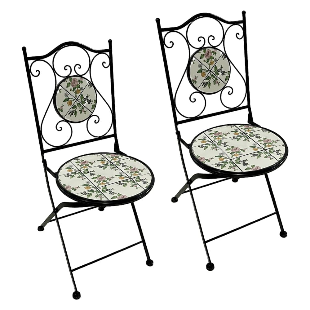 COPPIA SEDIE PER TAVOLO MOSAICO 'FLORA' cm 38 x h. 46 - 92