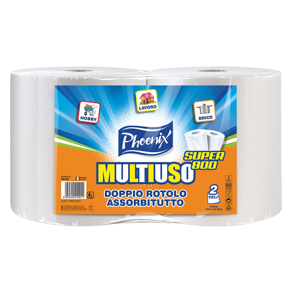 BOBINA CARTA 'PHOENIX MULTIUSO SUPER 800' kg 0,7 a rotolo circa (prezzo singolo rotolo) (2 RT)