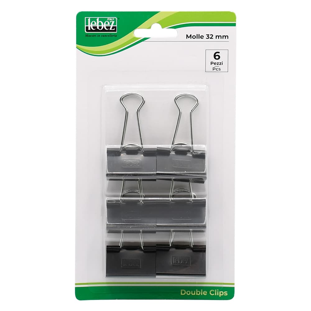 MOLLA FERMACARTE 'DOUBLE CLIP' mm 32 - pezzi 6 (24 BL)