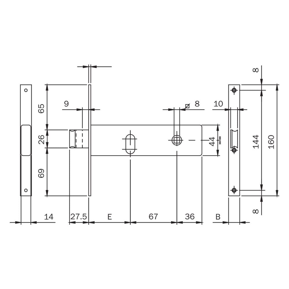 SERRATURA DA INFILARE ART. 704 1 mand. 154 x 44 x 3 - E 60 - fr.20