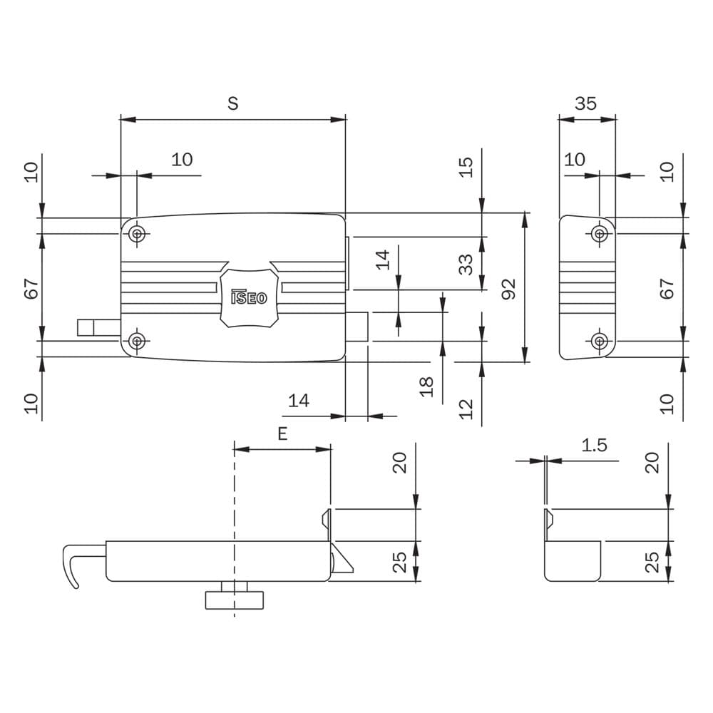 SERRATURA PORTONCINO DA APPLICARE ART. 401 3 mandate Dx  - E 60