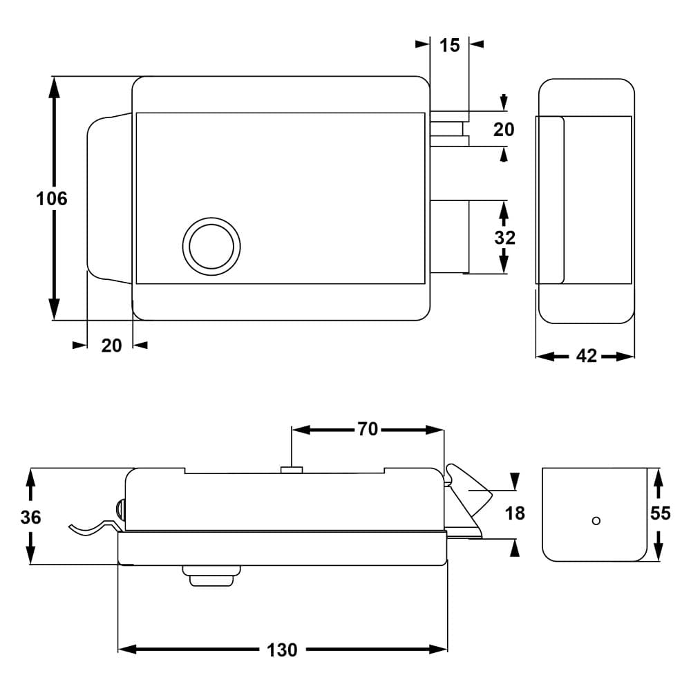 SERRATURA ELETTRICA DA APPLICARE PER PORTA LEGNO ART. 674 Sx - E 70