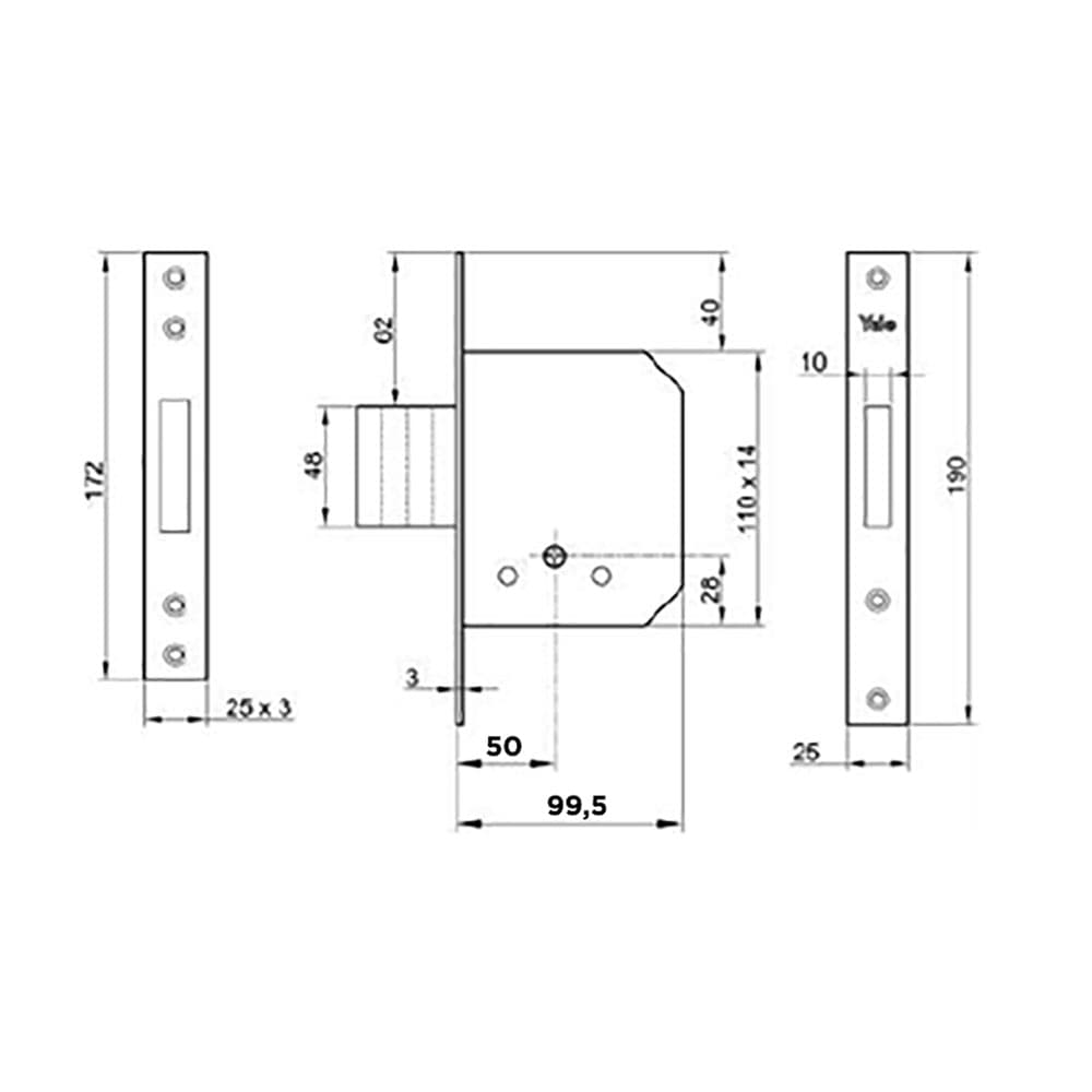 SERRATURA DA INFILARE PER PORTA LEGNO '56320' E50 - bordo quadro / 4 mandate