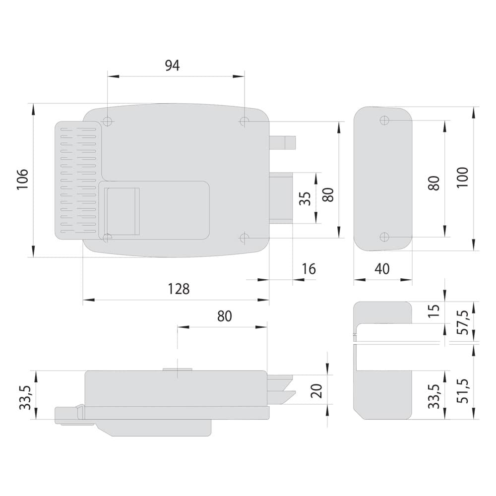 SERRATURA ELETTRICA DA APPLICARE PER LEGNO ART. 11610 E 80 Dx