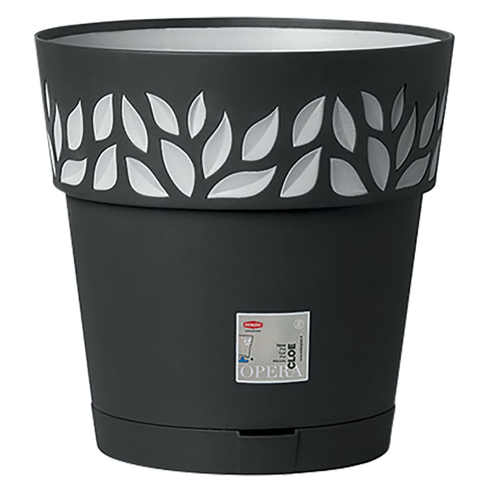 VASO TONDO 'CLOE' ø 15 x h.15 - grafite/grigio luce