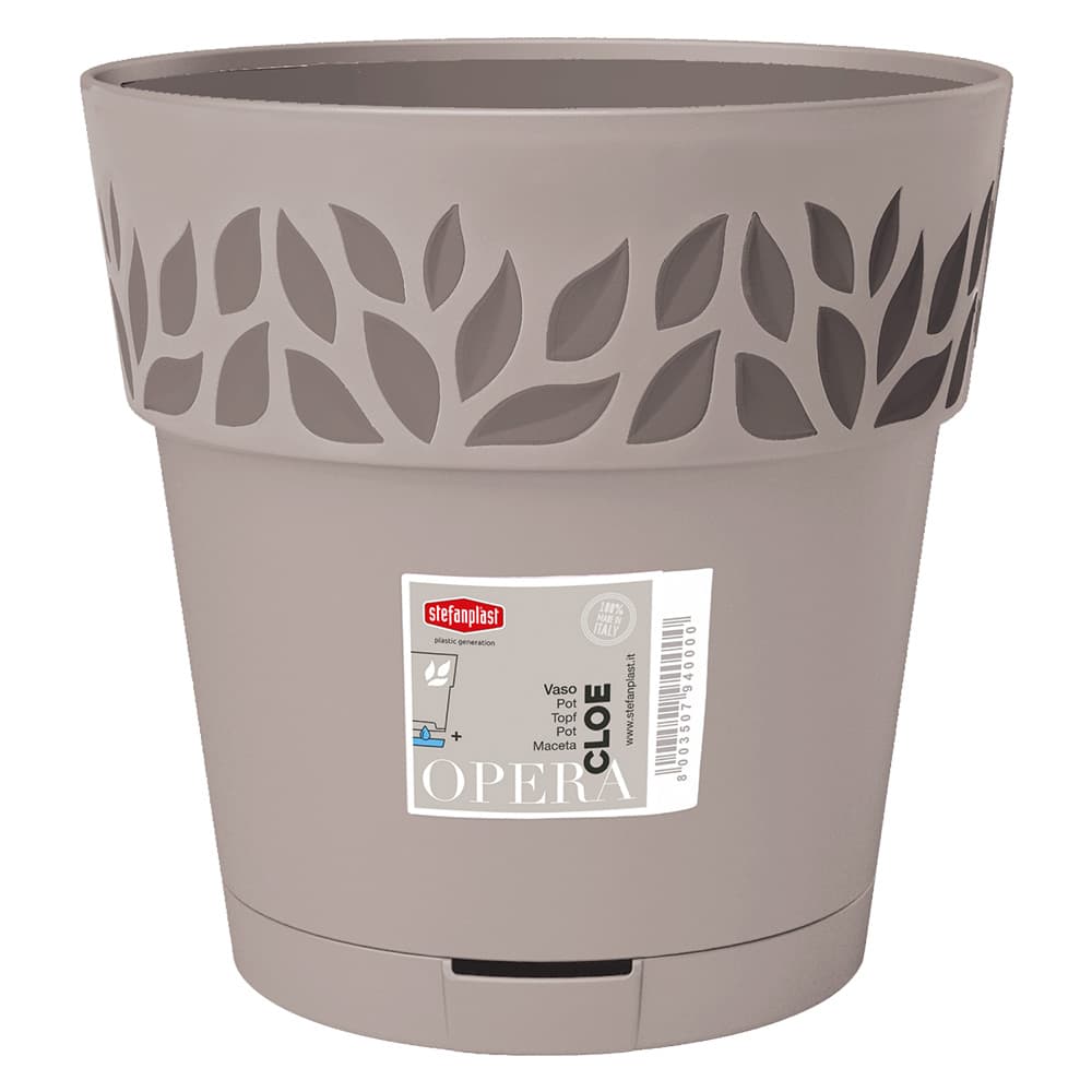 VASO TONDO 'CLOE' Ø 25 x h.25 - greige/grigio quarzo