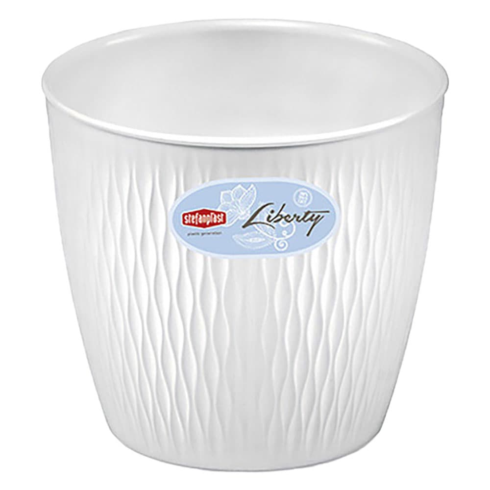VASO TONDO 'LIBERTY' ø 20 x h.19 - bianco travertino