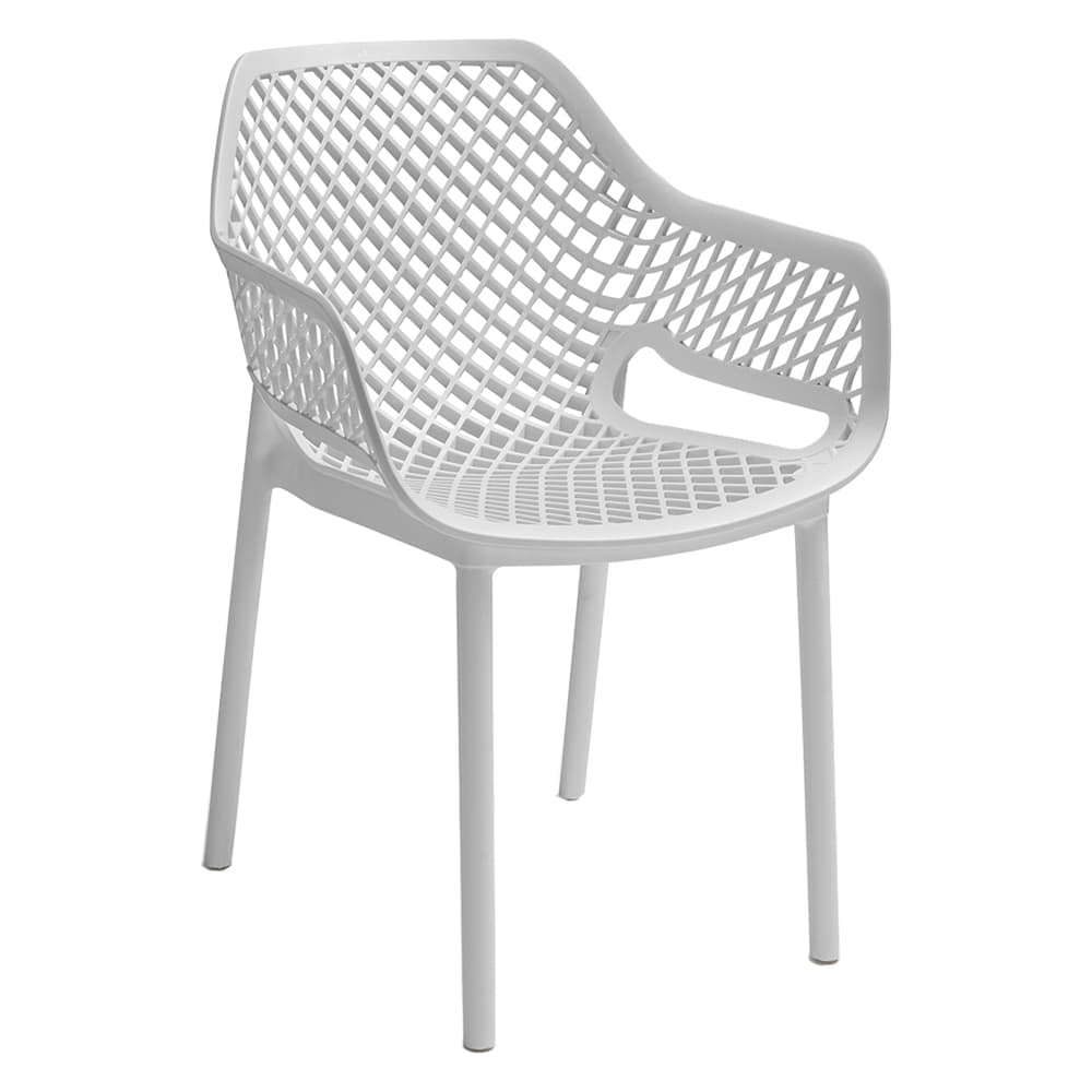 SEDIA IN POLIPROPILENE SEDUTA E SCHIENALE FORATI 'ARIA ARMCHAIR' bianco