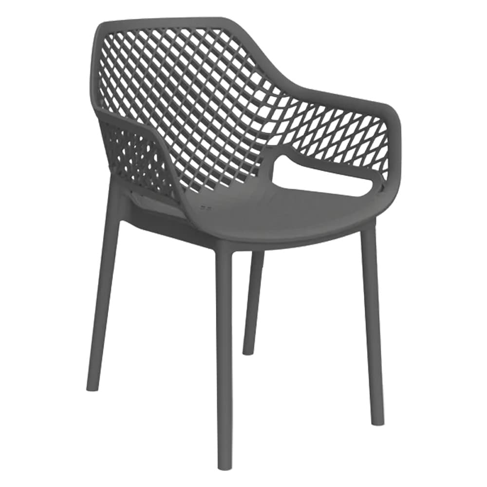 SEDIA IN POLIPROPILENE SCHIENALE FORATO 'ARIA ARMCHAIR' grafite