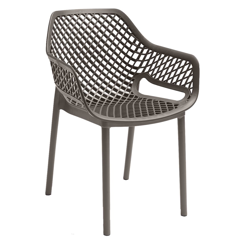 SEDIA IN POLIPROPILENE SEDUTA E SCHIENALE FORATI 'ARIA ARMCHAIR' taupe