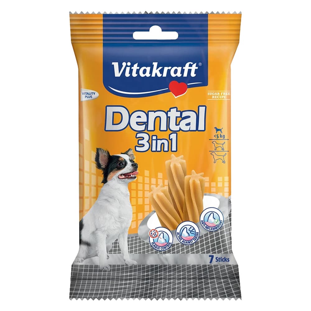 SNACK PER CURA DENTALE CANE 'DENTAL 3 IN 1' misura XS - per cani piccoli (max 5 kg)