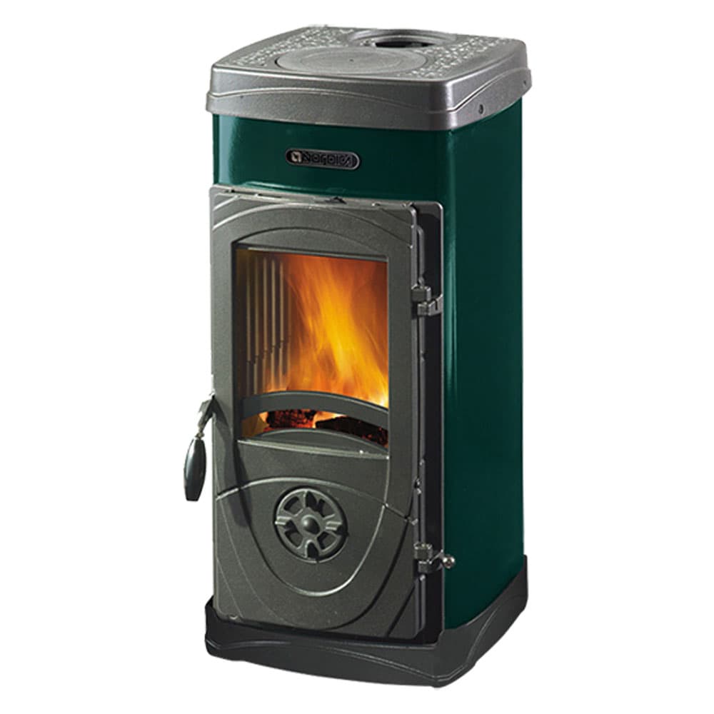 STUFA PANORAMICA A LEGNA 'SUPER JUNIOR' 5 kW - colore verde