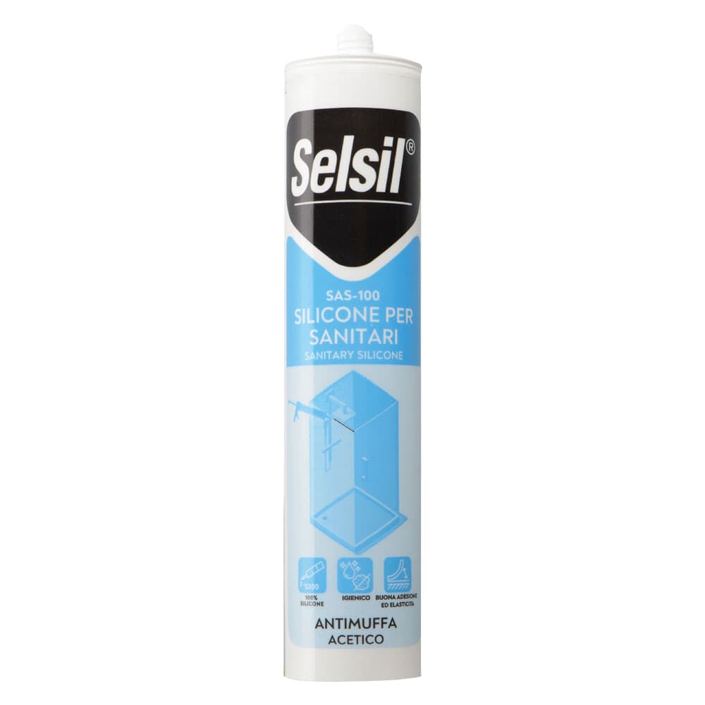 SILICONE ACETICO PER SANITARI 'SAS 100' bianco ml 280 - (ral 9010) (25 PZ)