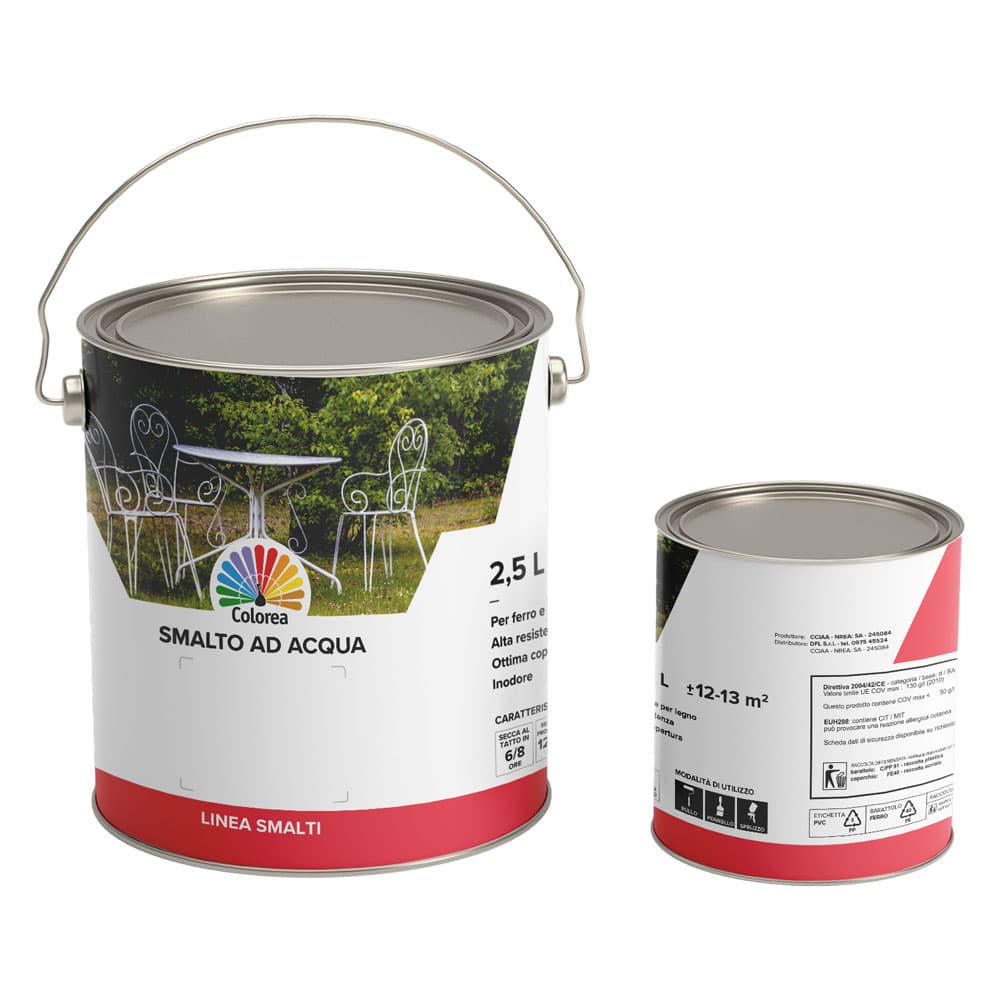 SMALTO ALL'ACQUA 'COLOREA' Lt. 0,750 bianco artico lucido (6 PZ)