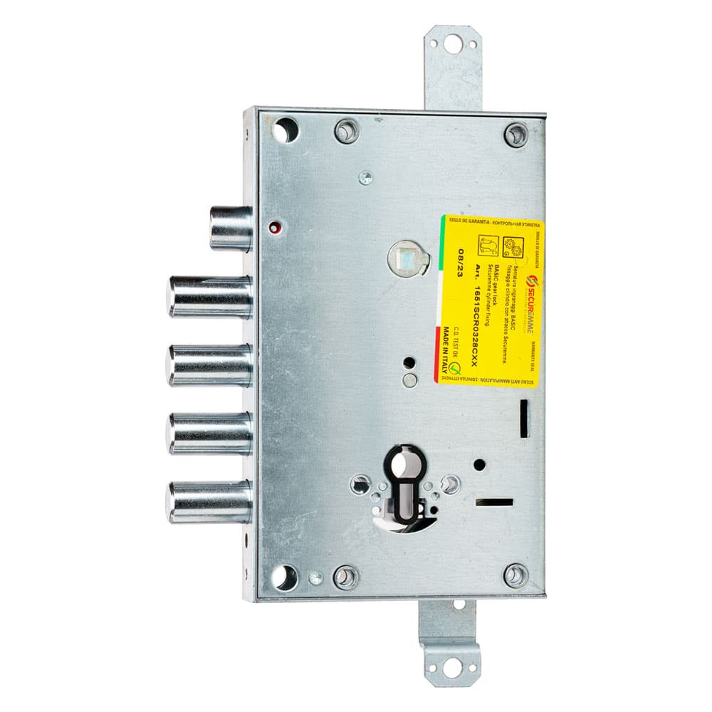 SERRATURA DA APPLICARE TRIPLICE PER PORTE BLINDATE '165' interasse pistoni 28 mm - E64 SX
