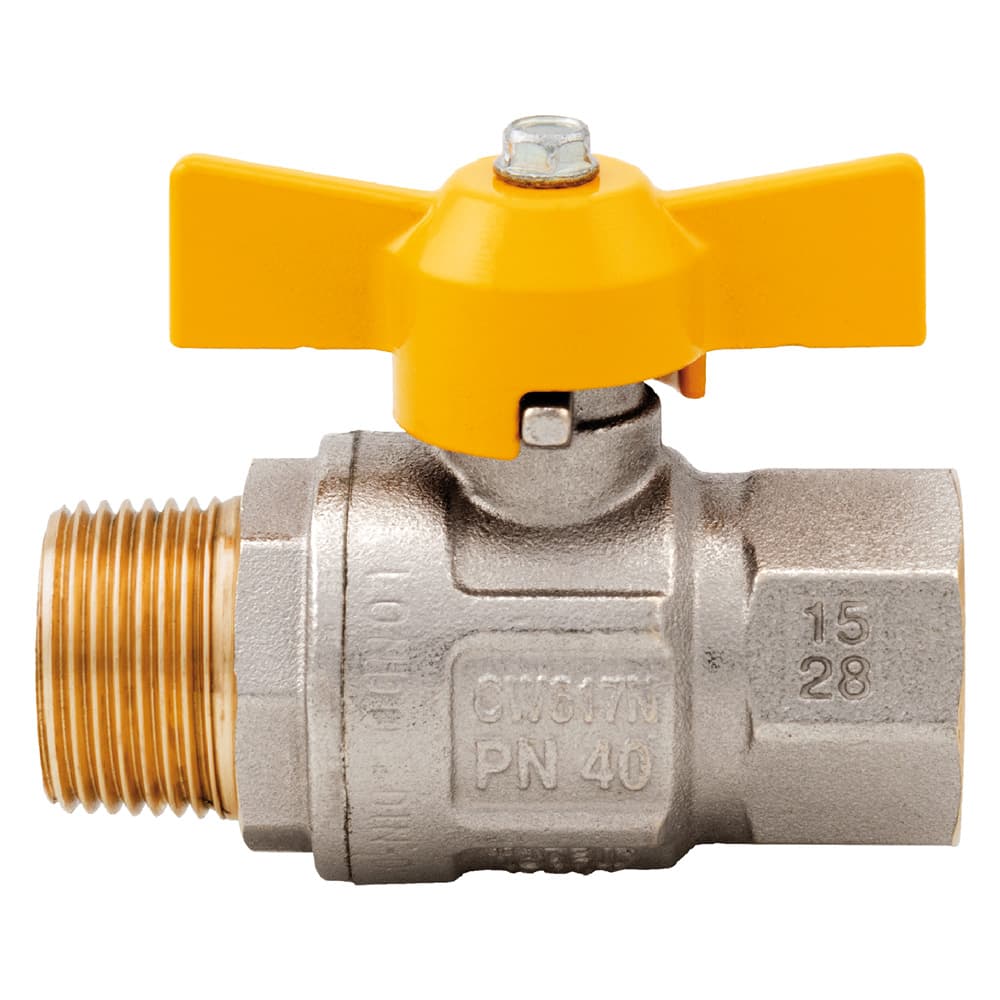 VALVOLA A SFERA PER GAS MANIGLIA A 'T' 1/2 MF (2 PZ)