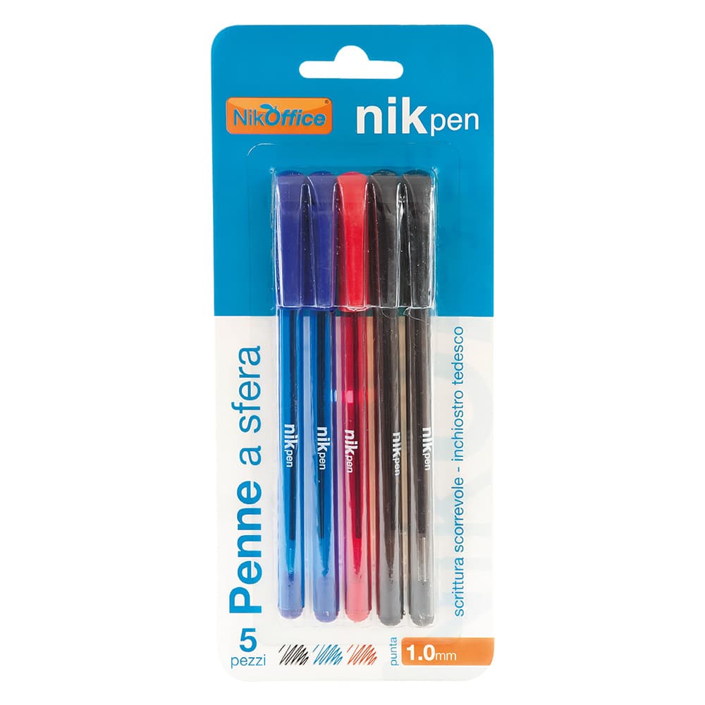 PENNA A SFERA c/tappo - 5 pezzi (12 BL)
