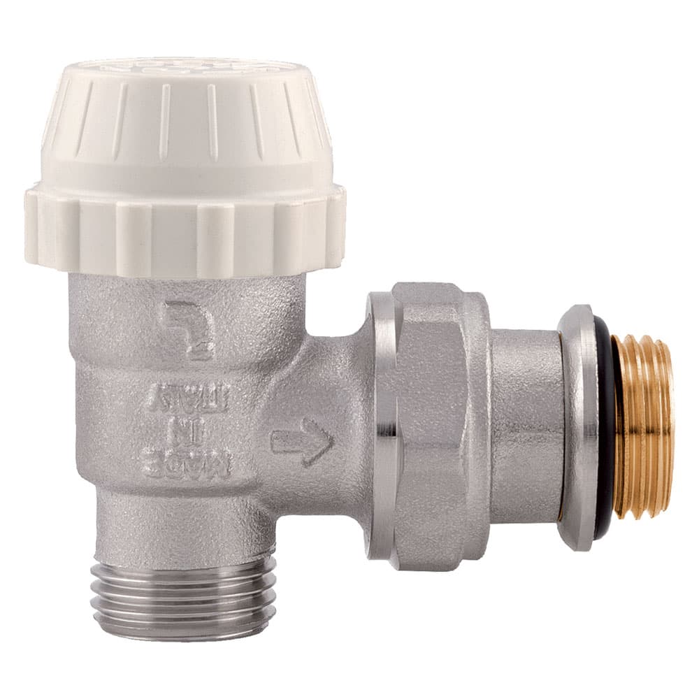 VALVOLA AD ANGOLO TERMOSTATIZZABILE PER RADIATORI 1/2 M - con cappuccio (4 PZ)