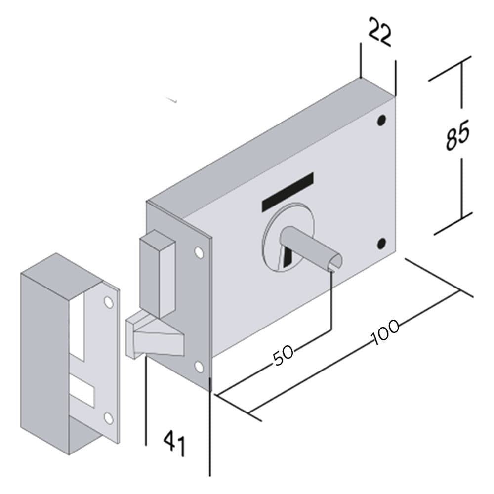 SERRATURA PORTONCINO DA APPLICARE ART. 175 E 50 - scatola mm 100 Dx (2 PZ)