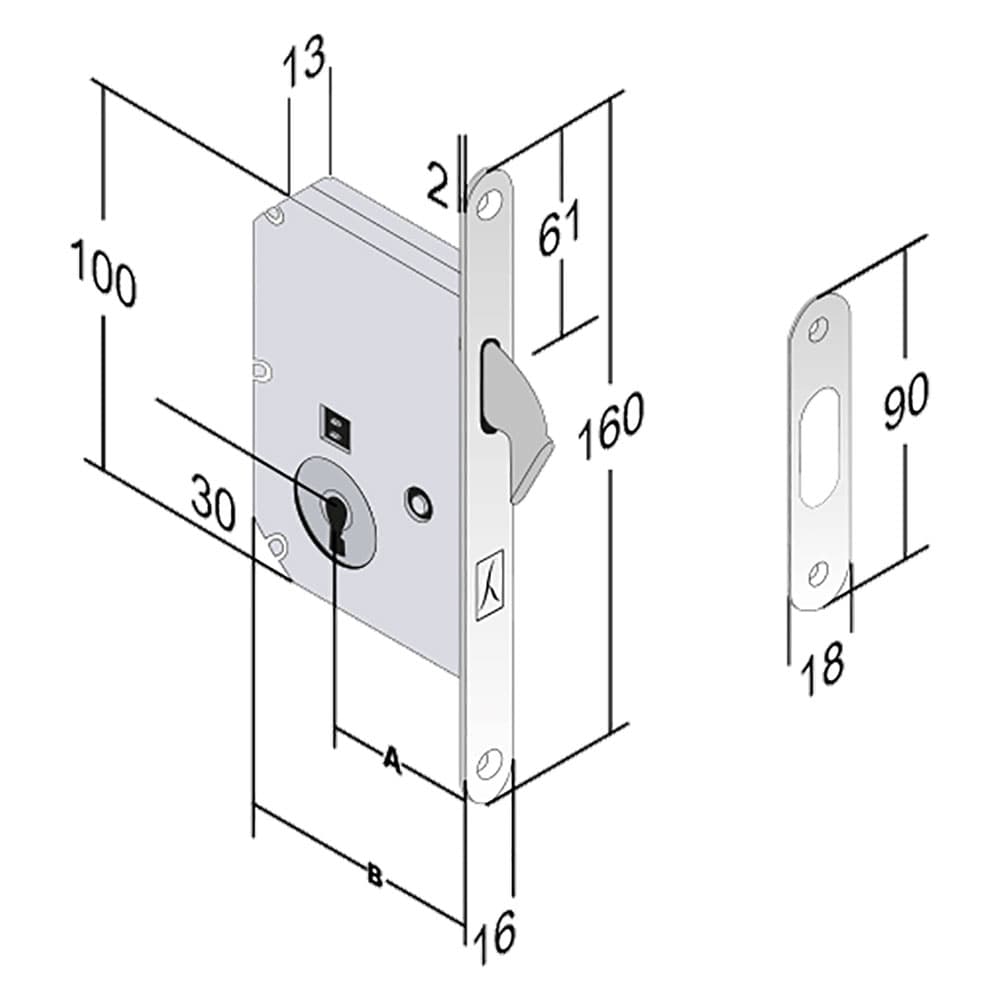 SERRATURA A GANCIO mm 50 - ottonata (6 PZ)