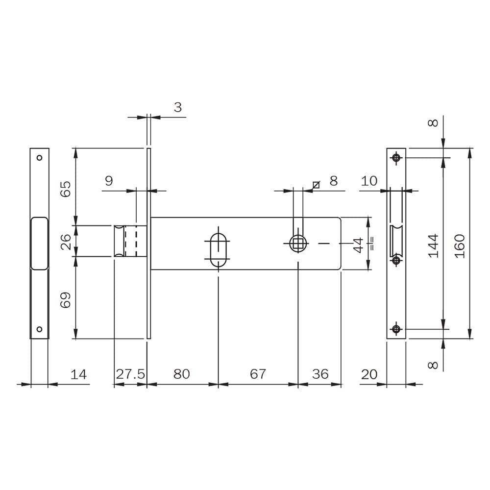 SERRATURA DA INFILARE ART. 704 4 mand. 174 x 44 x 3 - E 80 - fr.20